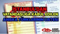 İstanbul'dan Vatandaşlığa Kabul Edilen Ahıska Türklerinin Listesi