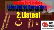 İstanbul ve Bursa'dan Vatandaşlığa Kabul Edilenlerin 2.listesi